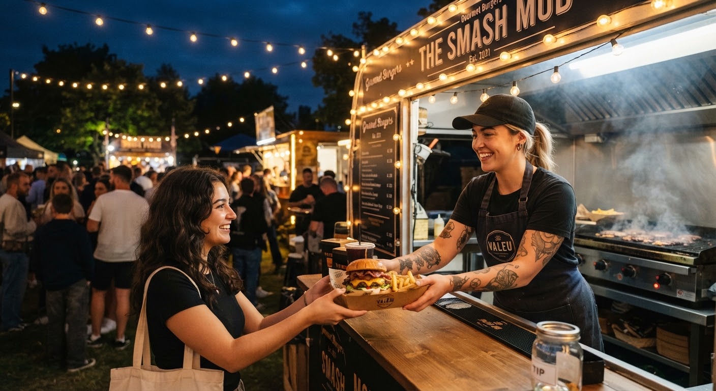 Lanches preparados em um food truck
